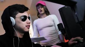 ”Brainiac Gamer Step Sibling Plays while BJ!”