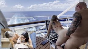Realhotwife4u Gangbang Train on Cruise Ship Balcony