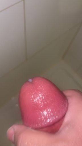 British Moroccan Man Lets Off Insane Intense Cock Throbbing CumShot In Shower!!