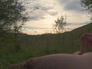 Lazy jerk off in nature to the sunset. 4K Iamhornybobo