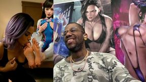 Clenching purple slit widowmaker drilling and young D VA getting her toes sucked on