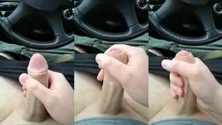 Amateur guy jerks off and splatters his load in public