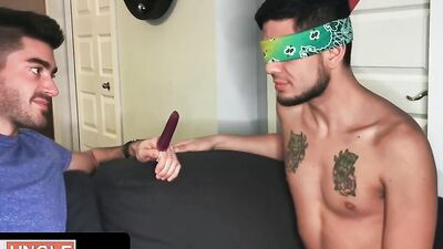 Tattooed bloke Alex Montenegro is sucking and riding mate's schlong