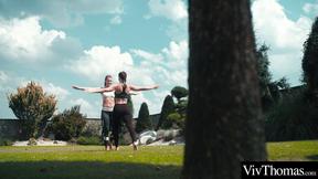 ”Lezzies Jennifer Jane & Emylia Argan fuck after exercising”