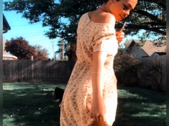 Sexy beautiful ass brunette babe outdoor solo