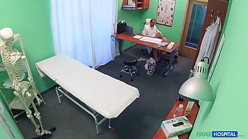 Busty blonde Karina Grand seduces doctor at the hospital