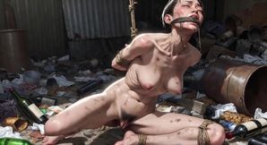 Filthy Bound Girl in Garbage - Begging for Huge Dick &amp; Cum Inside