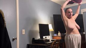 Older mom deep throats twice &mdash;  takes cum in mouth and swallows