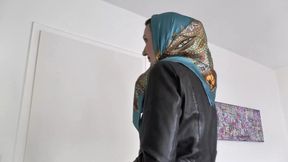 Satin Headscarf Fashion Show, Satin Headscarf and Leather Jacket, JOI Lady Victoria Valente