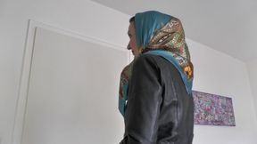 Satin Headscarf Fashion Show, Satin Headscarf and Leather Jacket, JOI Lady Victoria Valente