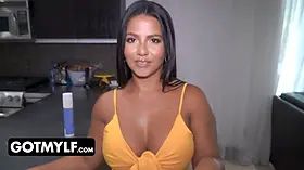 Busty cougar Rose Monroe gets her ass lubed up and awards sonny for helping