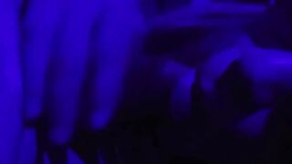 Crossdresser throating cock in blacklight