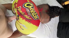 Big ass ebony gets pumped through the hole in her shorts POV