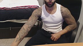 Str8 tattoo men cum hard and fast