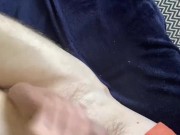 Desperate cum after not wanking for 24 hrs, big cock jerked to cumshot by horny married straight guy