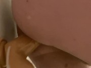 Massive anal dildo mounted in shower
