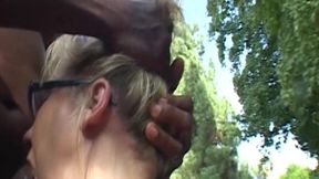 Blonde MILF Deepthroats Throbbing BBC Outdoors Dripping Sloppy