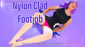 Nylon Clad Footjob - HD MP4