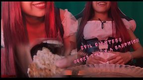 Evil giantess cooks you in a sandwich long version