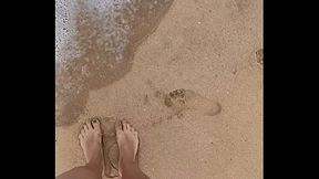 Panty prints on sandy shore