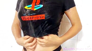 Petite Latina women tease in steamy shower scenes