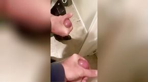 Horny college lover plays with wide meat in front of mirror