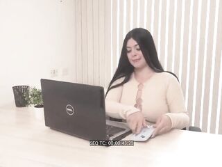 Breasty Brunette hair Executive Seals the Deal with a Massive Penis