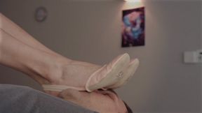 Goddess Amber Rule In The House - Pink And White Half Ballet Shoes - Part 02