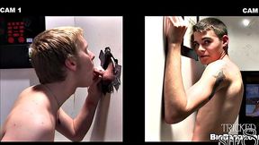 Fooled skinny guy in glory hole
