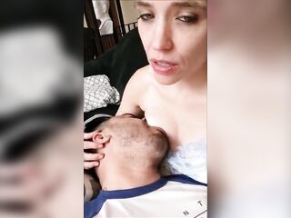 Wife gets double climax from breastfeeding her spouse!