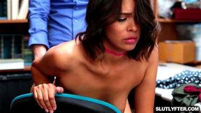 LP Office screw Kat Arinas pussy from behind