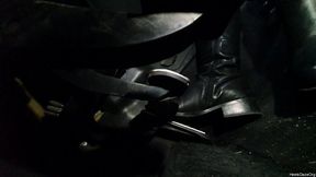 Driving Mercedes Benz SLK in Leather Boots