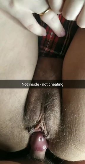 Not inside - not cheating, right? Oh...fuck, he penetrate my pussy and start cumming! - Cuckold Captions - Milky Mari