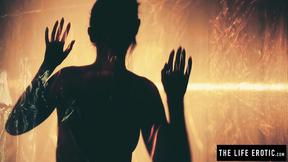 ”Naked & oiled up Sybil A masturbates on the floor”