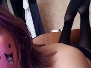 Cute hello kitty sucking dildo