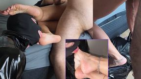 720p - Loser Cuckold Licks Cum and Squirt - Sexy Hot Wife Fucks her Date while Humiliating her Cuck Making Him lick cum of her Feet - 2 angles - CKC - SQUIRT - CUM LICK - CUCKOLD - FOOT WORSHIP - FOOT HUMILIATION - TRAMPLE - FOOTJOB - CUMSHOT - DOMINATIO
