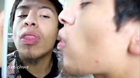 Checking my teeth in the mirror