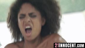 Gorgeous ebony Luna Corazon's missionary ass drilling after a hot BJ