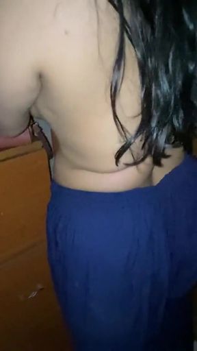 Thrilling moment from "A beautiful desi beauty comes from outside and changes her saree."