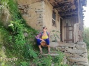 Urban Fitness girl pissing outside in Village, risky to be caught - Angel Fowler
