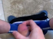 Watch Jason tugg his fat cock wearing Nike elite socks