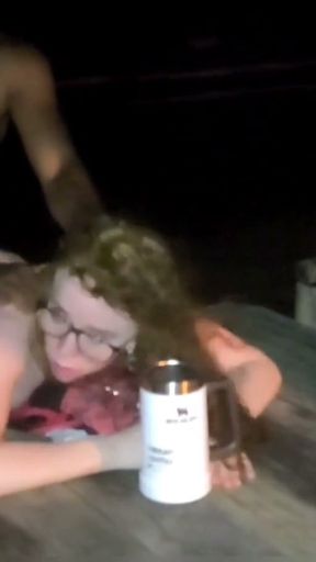 hot endowed filling my pussy with milk in the tent on the beach   Clip 1