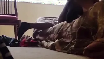 Black Submissive in Panties Submits to Latin Daddy