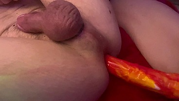 Rough hard anal peg and cum