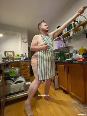Man in apron dancing