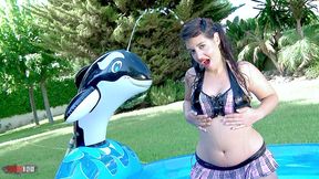 the young spanish carmina ordena plays in her pool and gets ass fucked by kevin