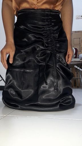 Satin Black Skirt Cum Rag