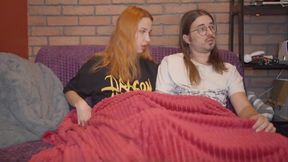 Bored Step Sis Shushes Me Under Blanket During Movie - Secret Anal Creampie!