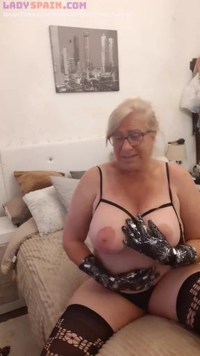 Naughty Fina Uses Gloves to Touch Herself