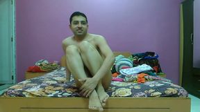 Cute and nude sissy femboy Sweet Lollipop in the bedroom.